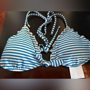 Ralph Lauren Blue and White Striped Swim Trunks